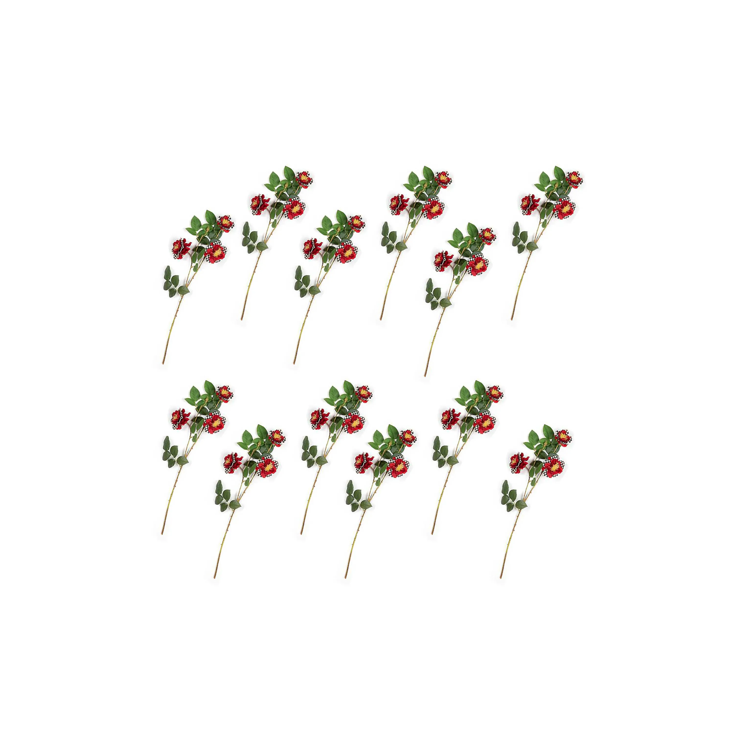 Wild Rose Spray Bouquet - Red - Set Of 12