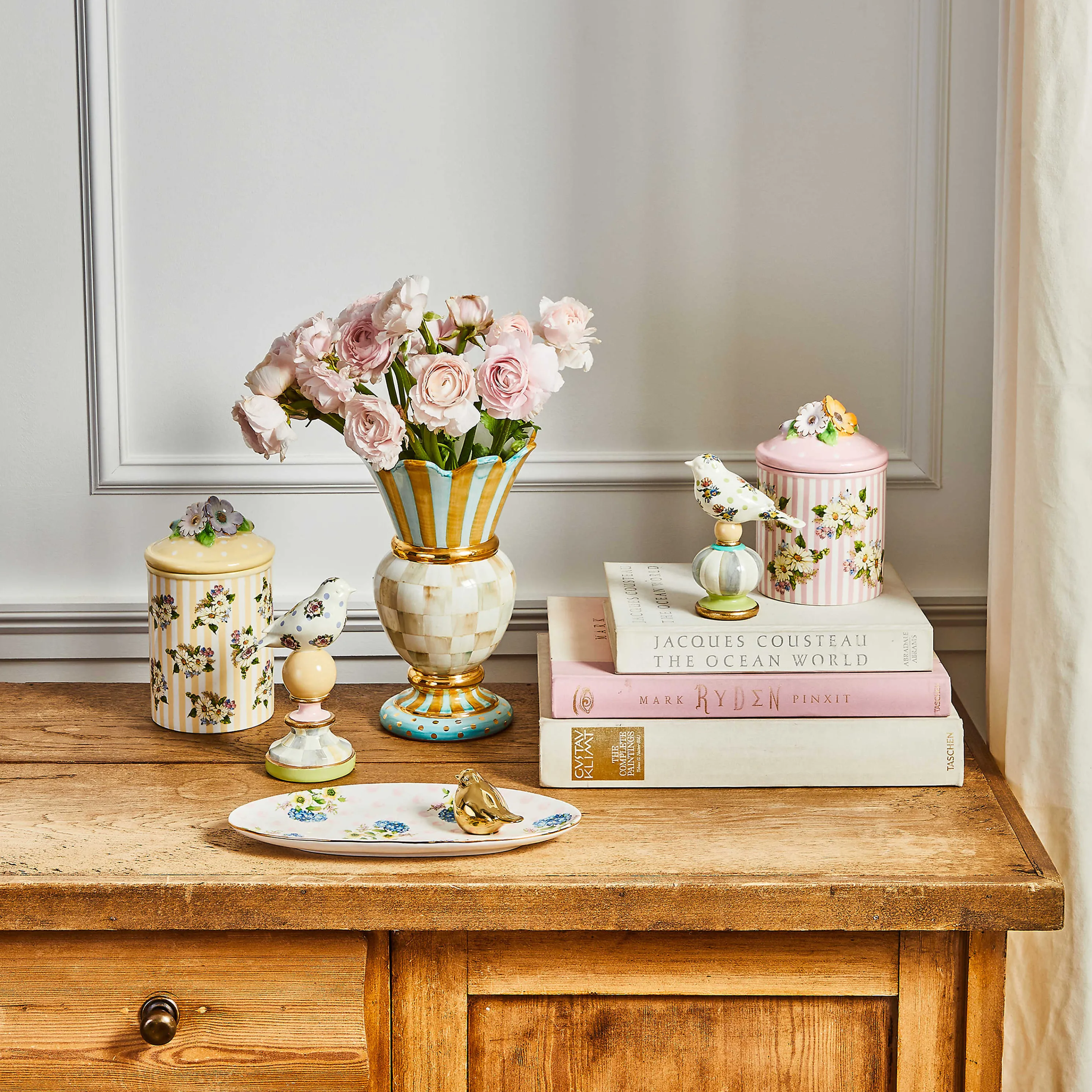 Wildflowers Bird Topiaries - Set Of 2