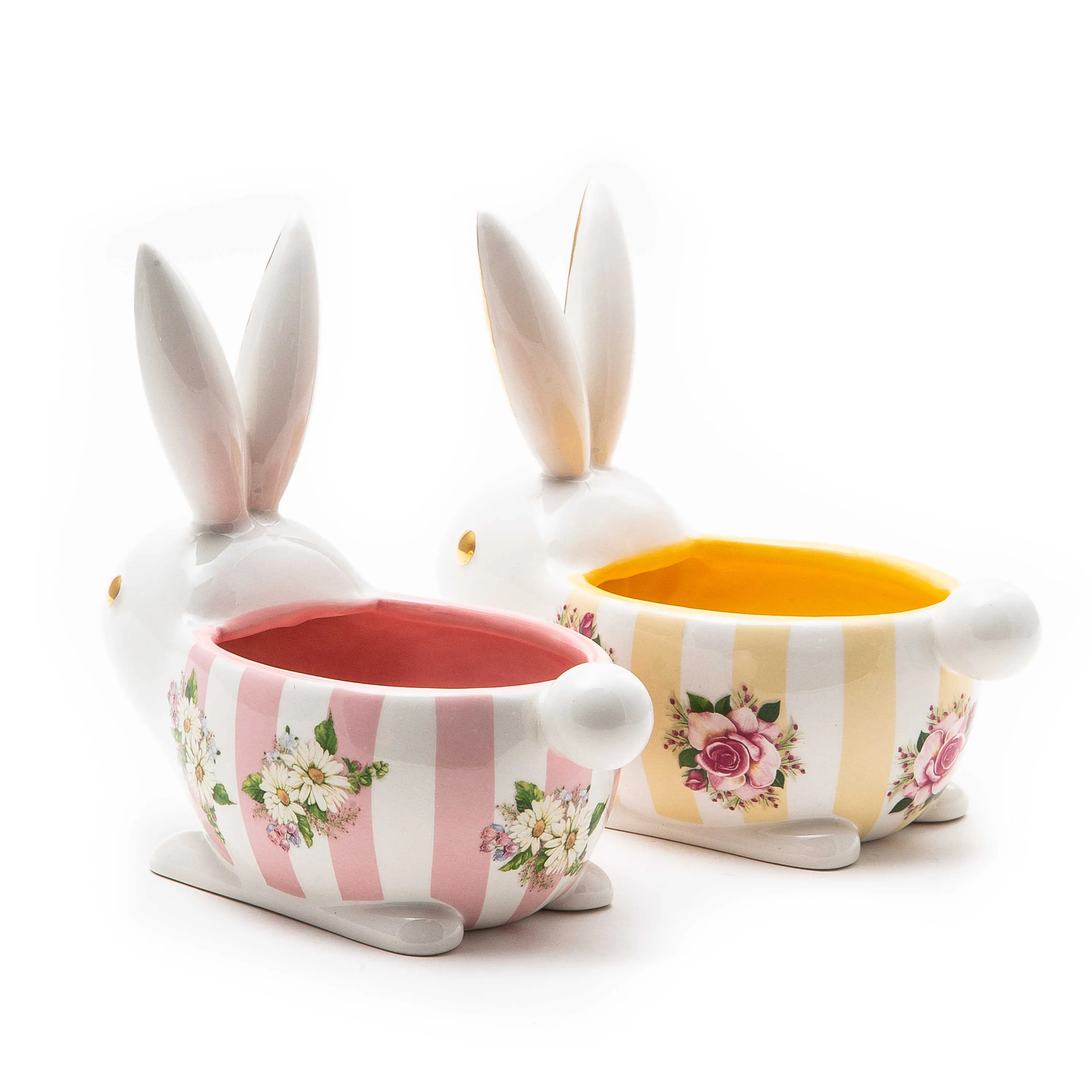 Wildflowers Bunny Dishes - Set Of 2