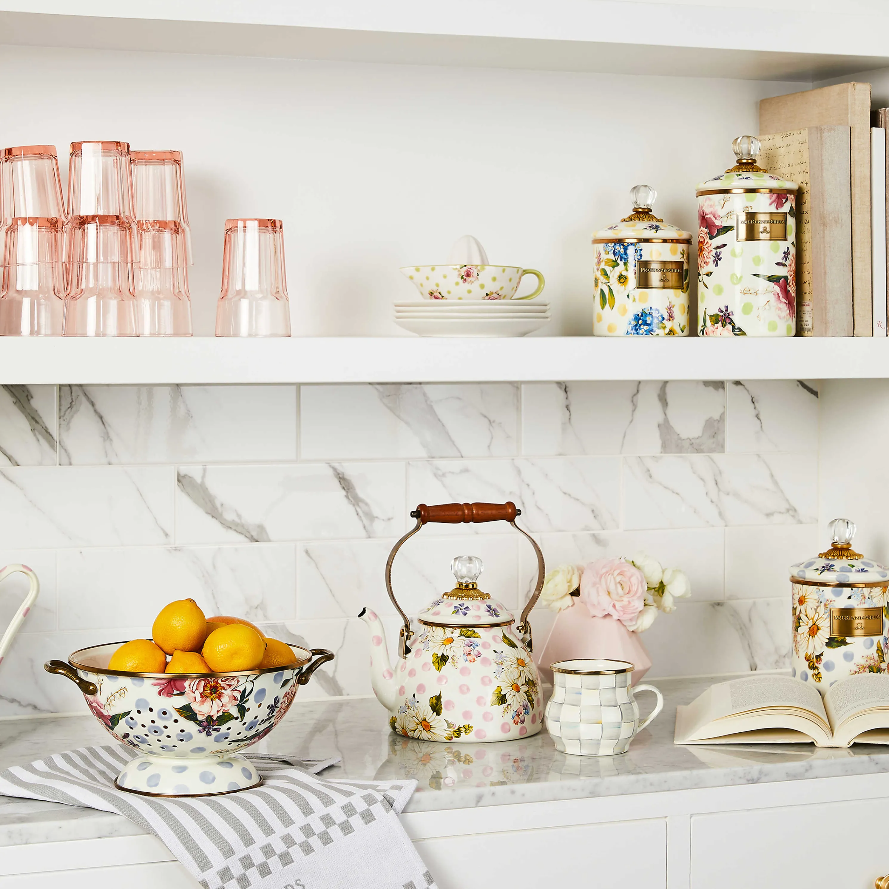 Wildflowers Enamel Medium Canister - Blue