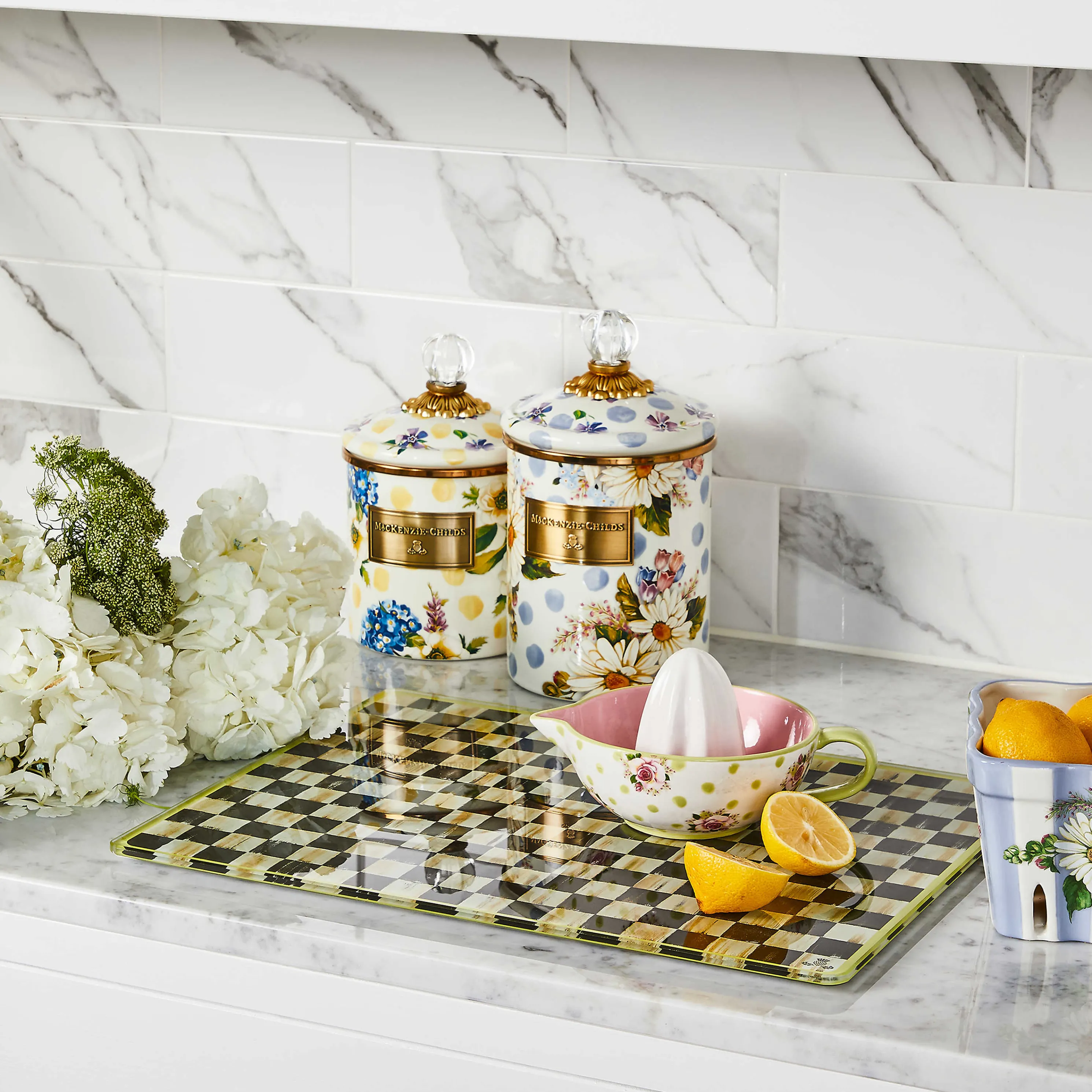 Wildflowers Enamel Medium Canister - Blue