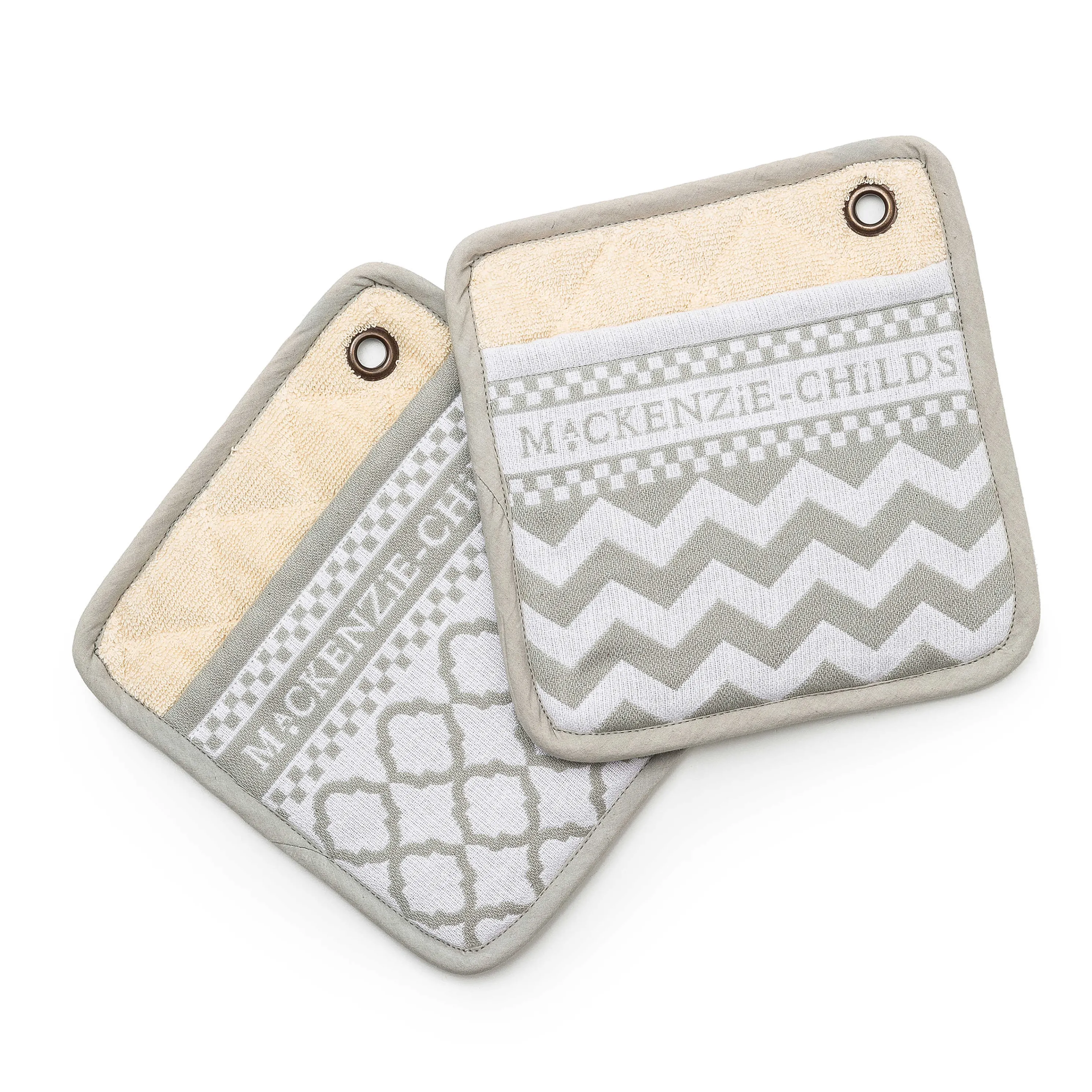 Zig Zag Potholder - Sterling - Set Of 2